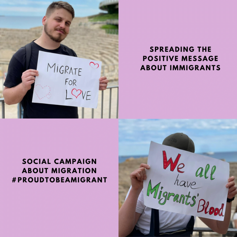 Social campaign #proudtobeamigrant for Erasmus+ project
