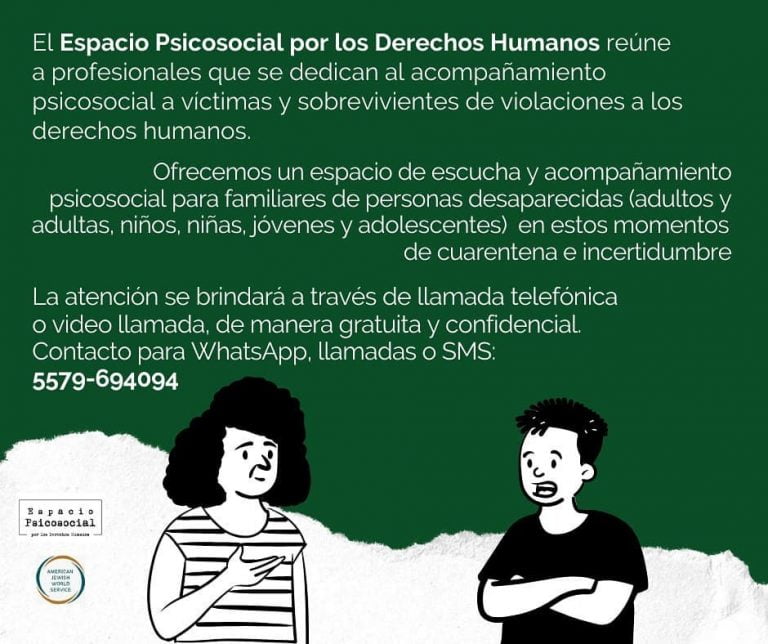 Atención gratuita a familiares de desaparecidos